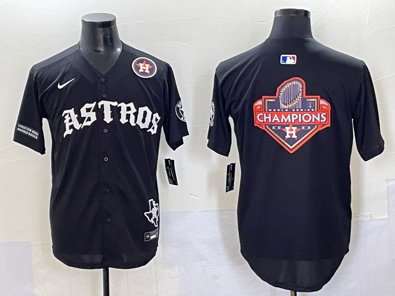 Men 2025 Houston Astros Blank Black Seven generations Joint Name Nike MLB Jersey style 29